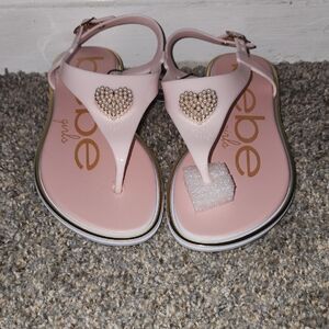 Bebe Girls Pink Sandals with Heart Detail